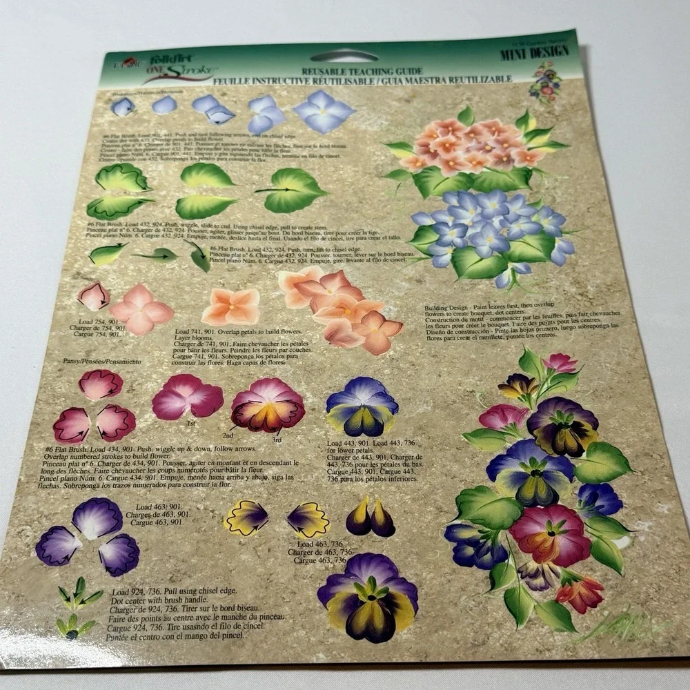 Basic Painting Strokework Folkart One Stroke Worksheet Pack Floral Garden Design
